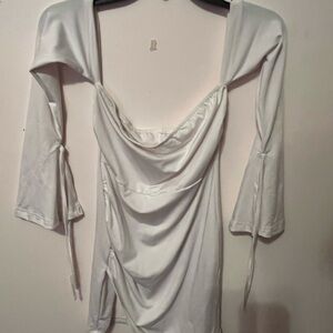 Shein Elegant White Draped Dress